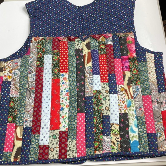 VINTAGE Handmade Patchwork Quilted Colorful Vest - Picture 7 of 13
